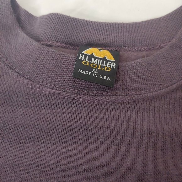 Vintage Mens XL 90s Ray Ban Sweatshirt Striped Purple HL Miller Crew Neck - Picture 5 of 8